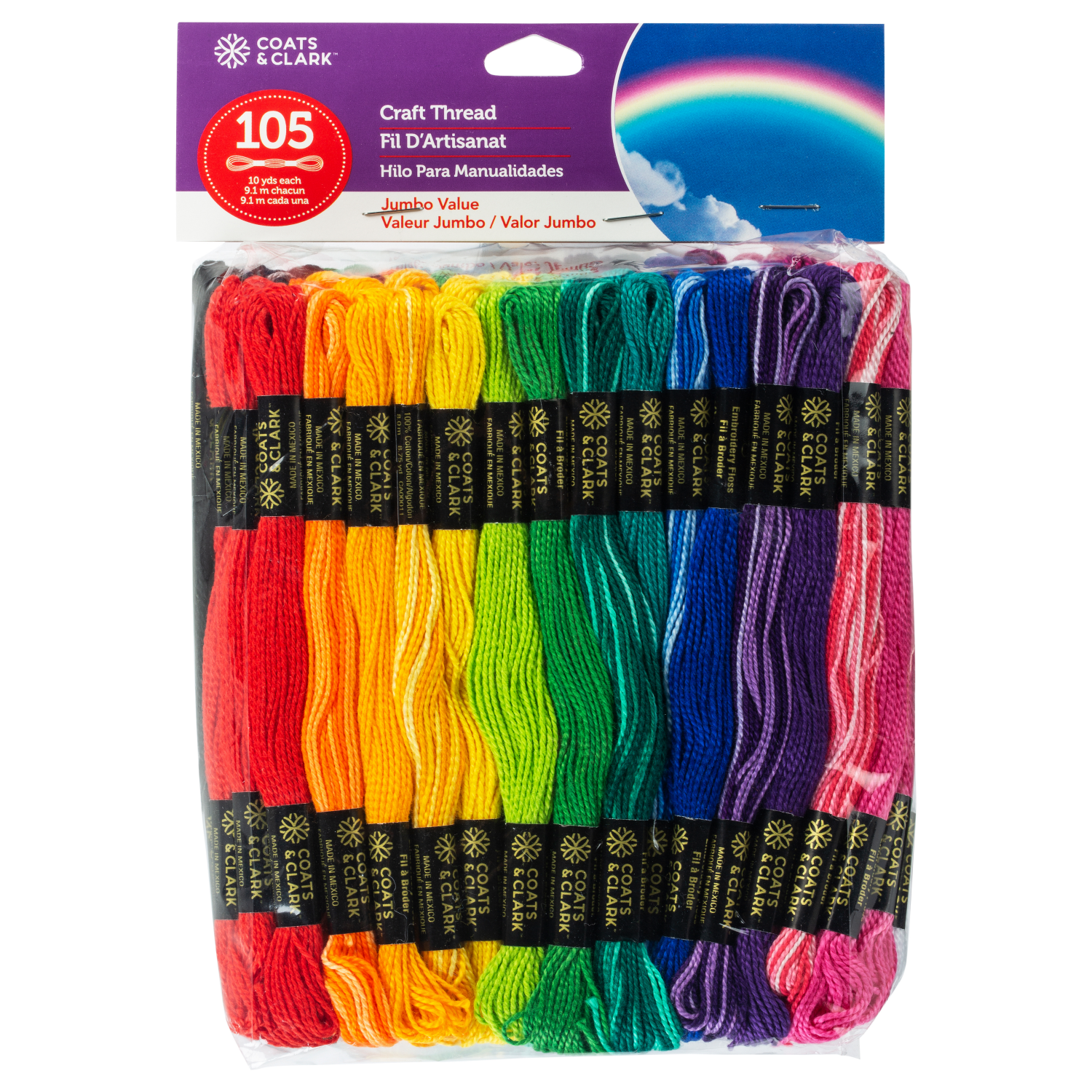 slide 1 of 1, C&C Jumbo Craft Thread Basic Color Pack, 105 ct