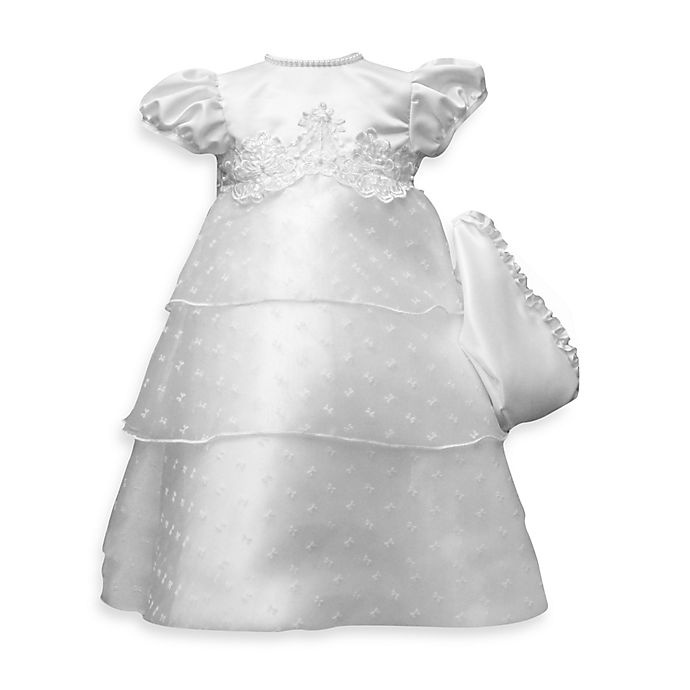 slide 1 of 1, Lauren Madison for Haddad Brothers Christening Organza Gown with Pearl Trim - 6-9 Months, 6-9 M