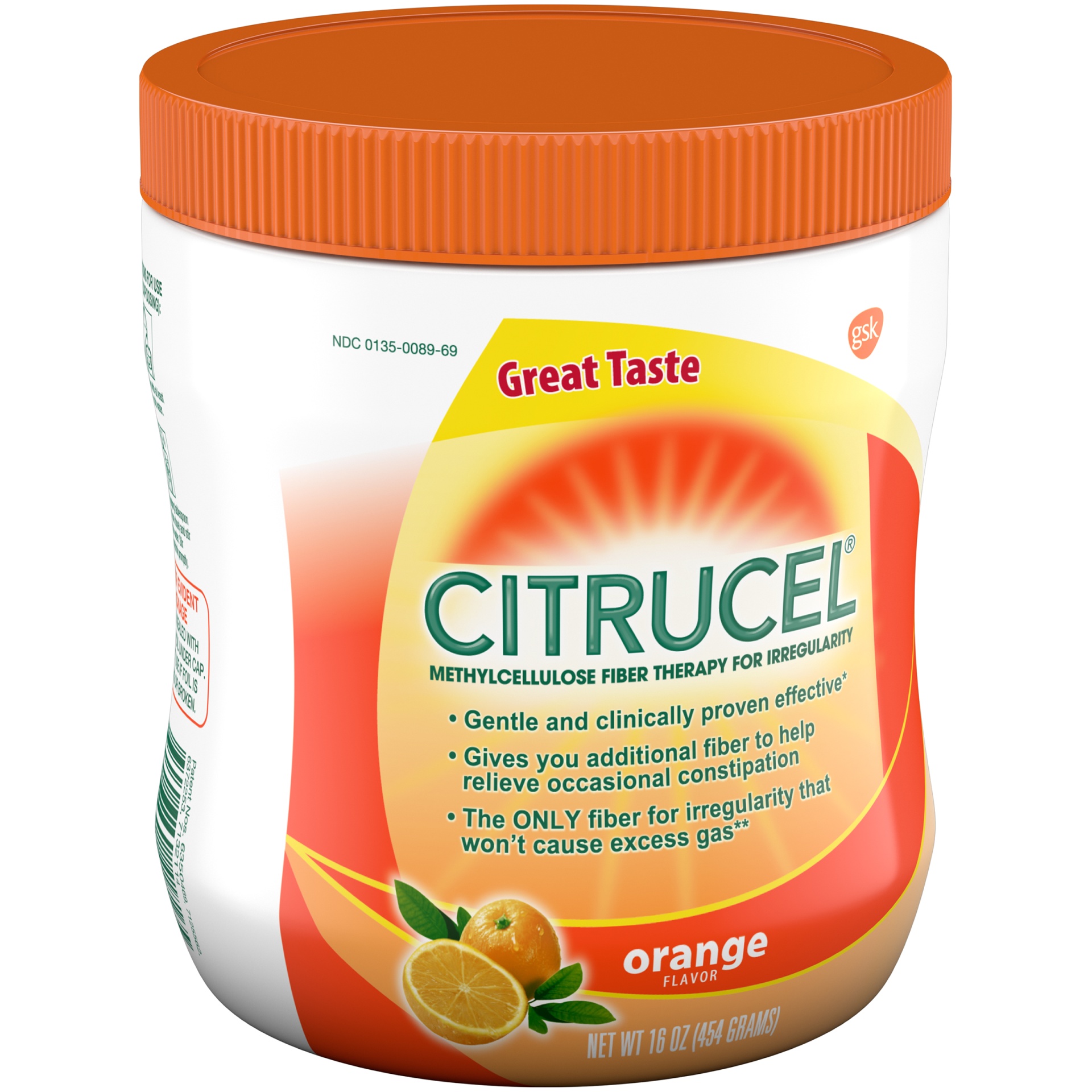 slide 1 of 1, Citrucel Orange Flavor Methylcellulose Fiber Therapy For Regularity, 16 oz