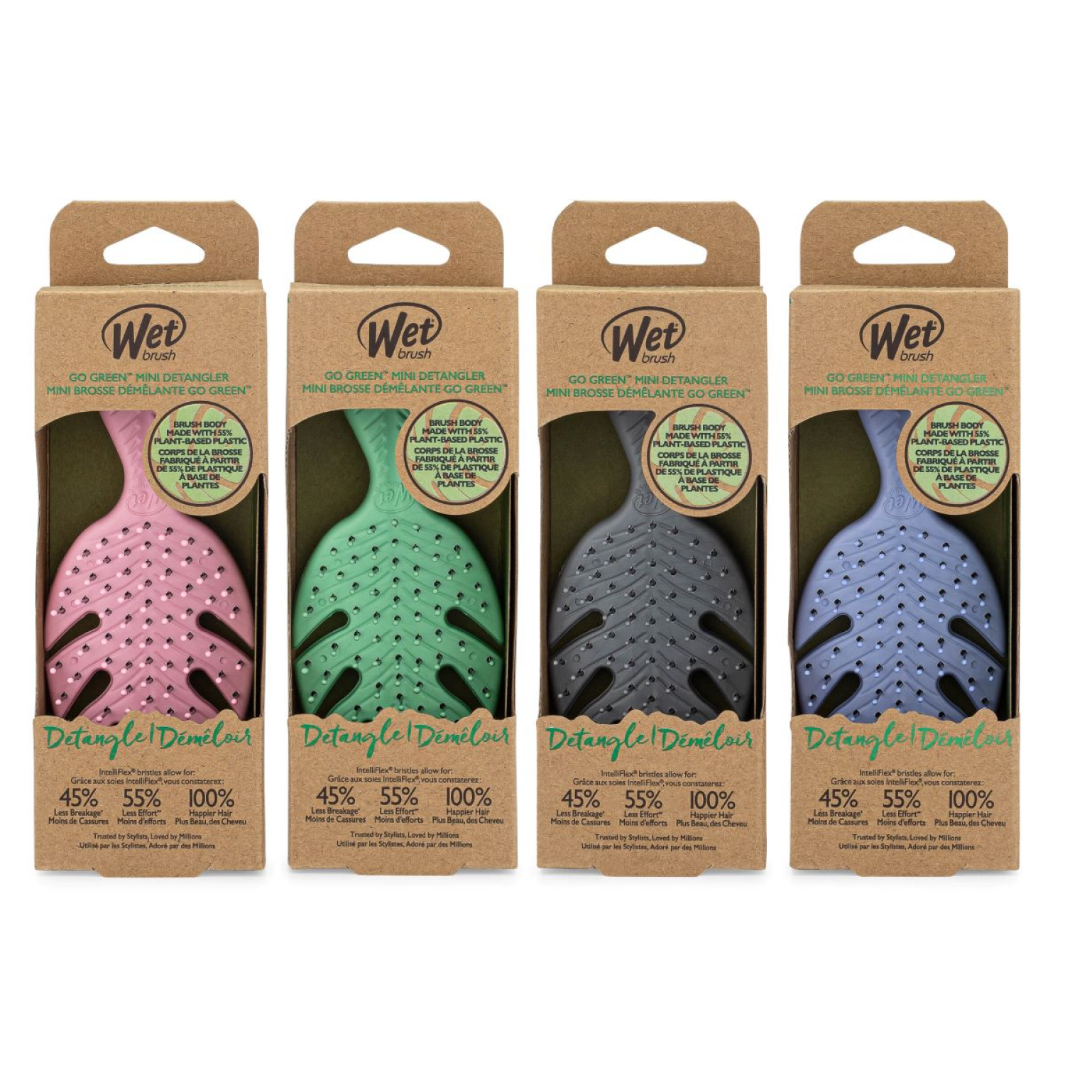 slide 1 of 5, Wet Brush Go Green Mini Detangler Hair Brush - Lavender, 1 ct