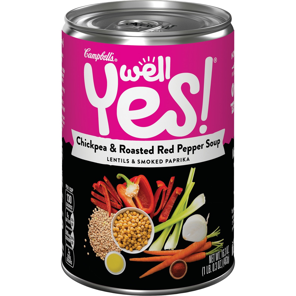 slide 1 of 1, Campbell's Well Yes! Chickpea & Roasted Red Pepper Soup, 16.3 oz