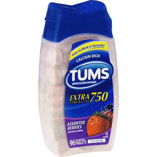 slide 2 of 8, Tums Assorted Berries Extra Strength Antacid Tablets, 96 ct