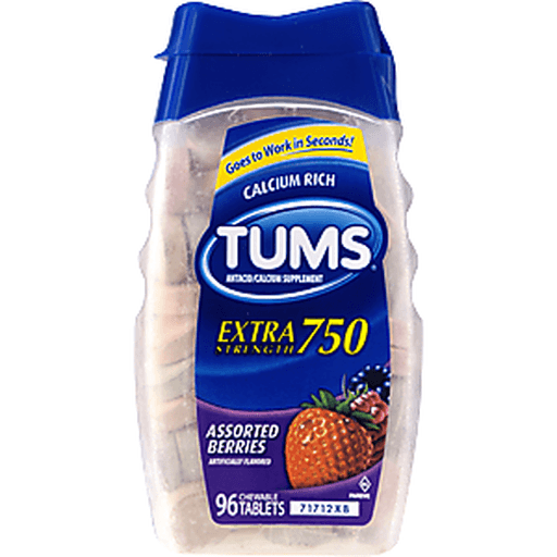 slide 4 of 8, Tums Assorted Berries Extra Strength Antacid Tablets, 96 ct