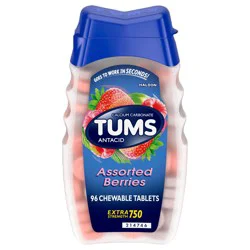 TUMS Chewable Antacid Tablets for Extra Strength Heartburn Relief, Assorted Berries - 96 Count