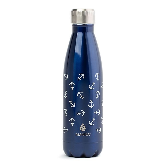 slide 1 of 1, Manna Organics Attribute Vogue Stainless Steel Double Wall Water Bottle - Anchors, 17 oz