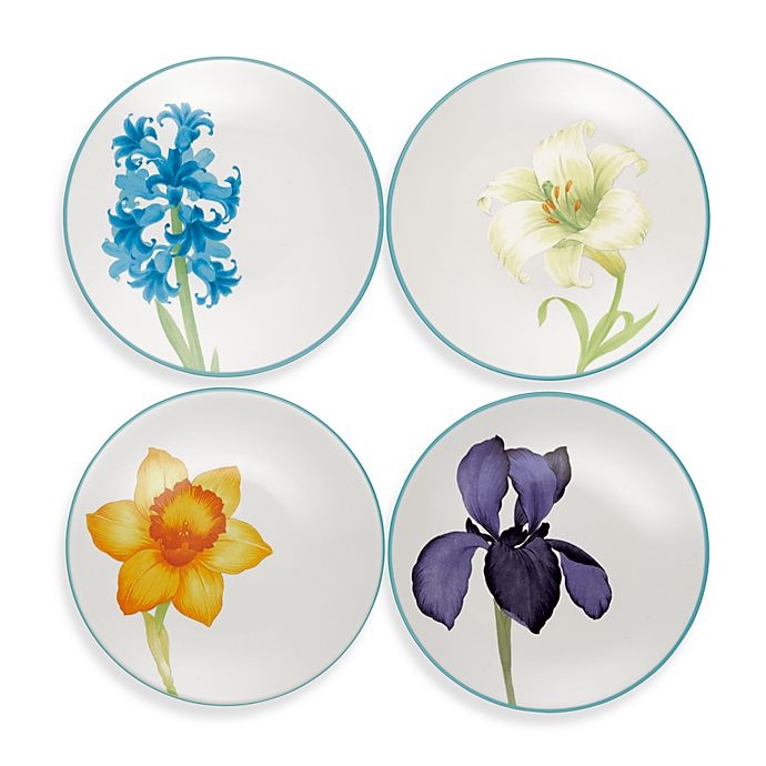 slide 1 of 1, Noritake Colorwave Floral Appetizer Plates - Turquoise, 4 ct