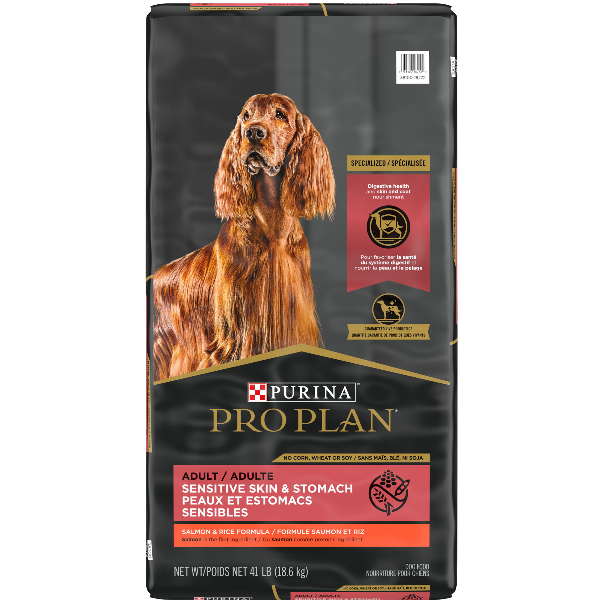 slide 1 of 1, Purina Pro Plan Sensitive Skin and Stomach Dog Food With Probiotics for Dogs, Salmon & Rice Formula, 1 ct