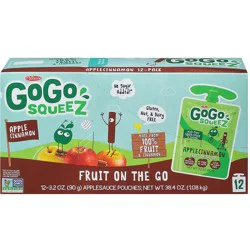 GoGo squeeZ 12-Pack Apple Cinnamon Applesauce 12 Pouches 3.2 oz Pouch 12 ea