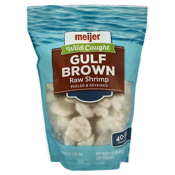 slide 1 of 1, Meijer Wild Caught Gulf Brown Raw Shrimp, 16 oz, 40-50 ct, 16 oz