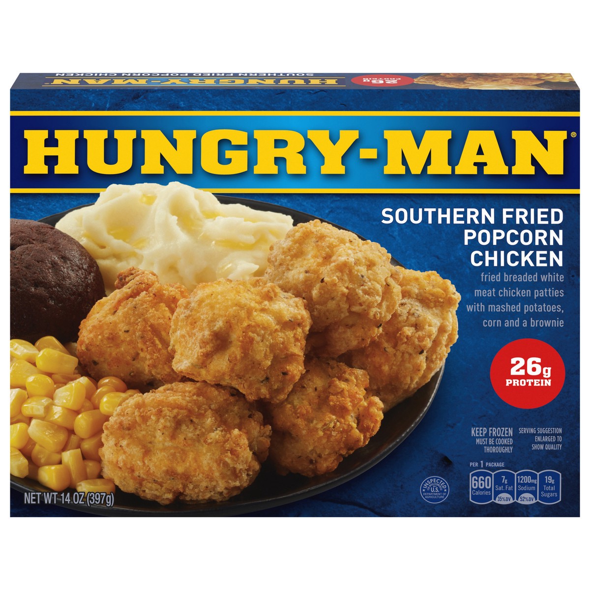 slide 1 of 14, Hungry-Man Southern Fried Popcorn Chicken, Frozen Meal, 14 oz, 14 oz