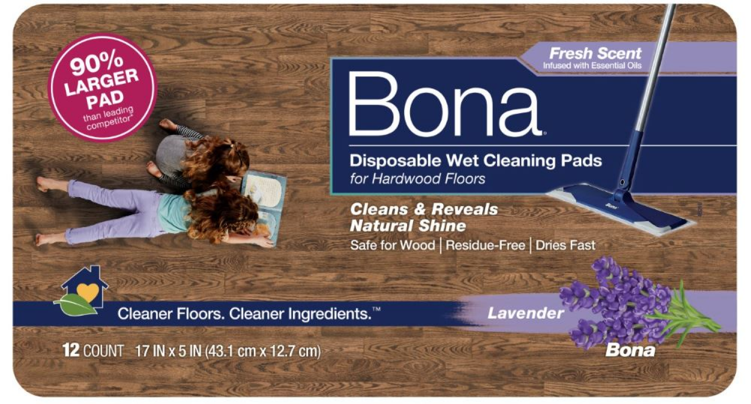 slide 2 of 2, Bona Disposable Wet Cleaning Pads for Hardwood Floors with Lavender 12 Ct, 12 ct