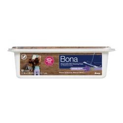 Bona Disposable Wet Cleaning Pads for Hardwood Floors with Lavender 12 Ct