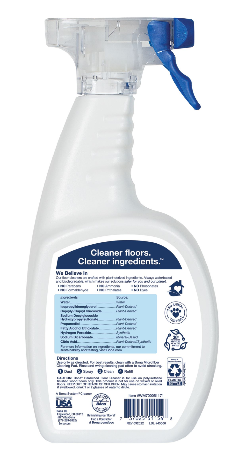 slide 2 of 2, Bona Cleaning Products Wood Cleaner Spray + Mop Multi-Purpose Floor Cleaner Unscented, 32 oz