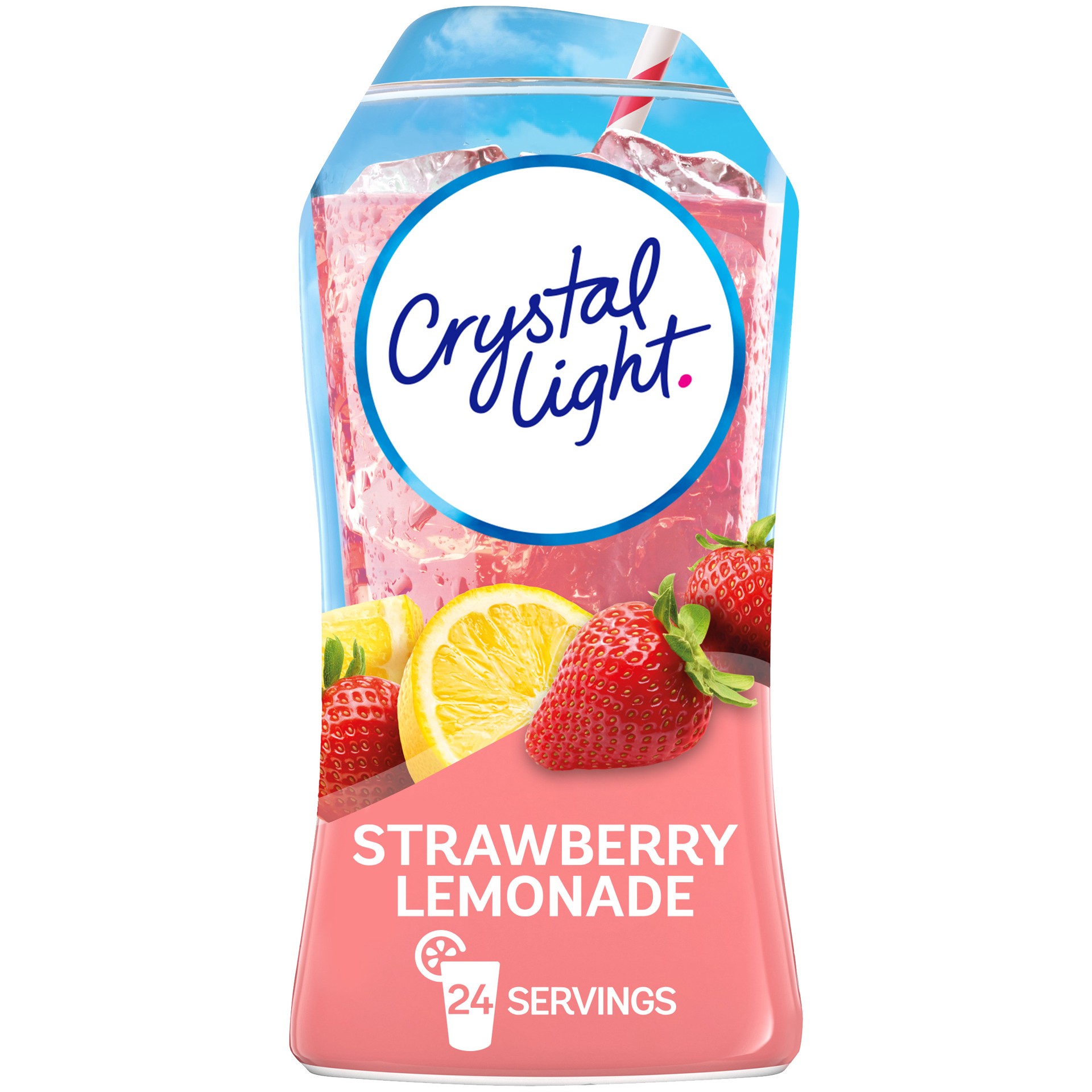 slide 1 of 10, Crystal Light Liquid Strawberry Lemonade Naturally Flavored Drink Mix, 1.62 fl oz Bottle, 