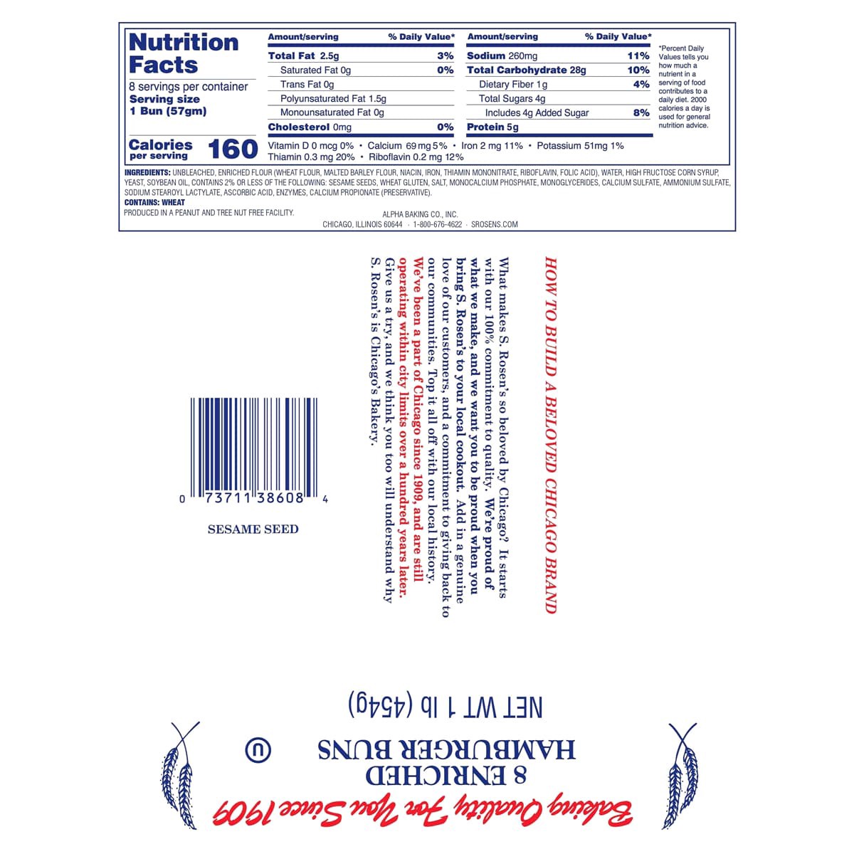 slide 2 of 3, S Rosens Sesame Seed Hamburger Buns 8 ea, 8 ct
