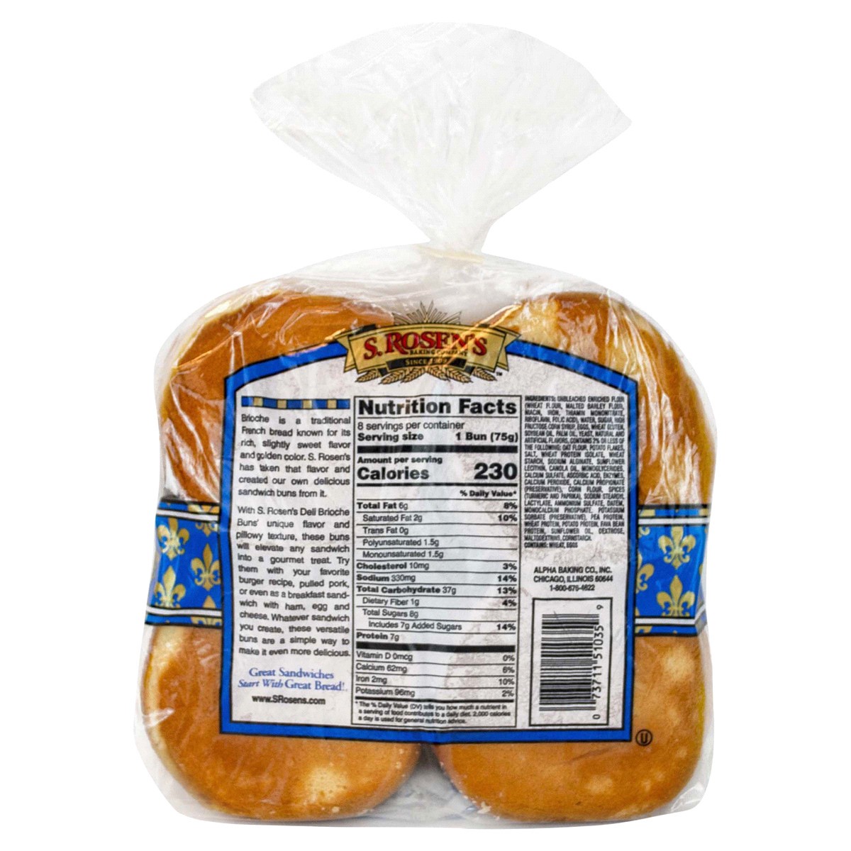 slide 2 of 2, S. Rosen's Buns, Brioche, Deli Style, 8 ct