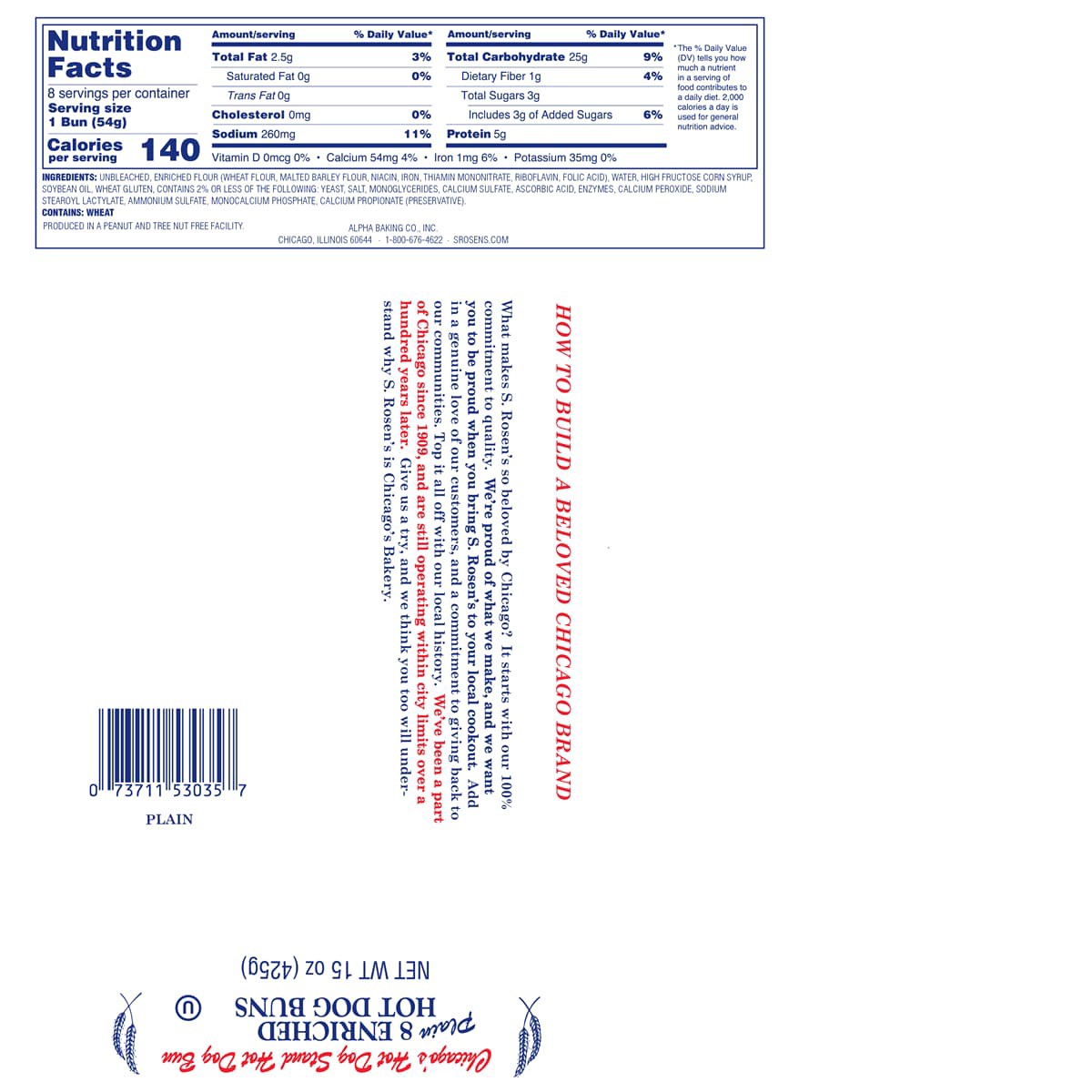 slide 5 of 9, S Rosens Plain Hot Dog Buns 8 ea, 8 ct