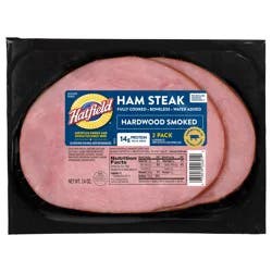 Hatfield 2 Pack Boneless Hardwood Smoked Ham Steak 14 oz
