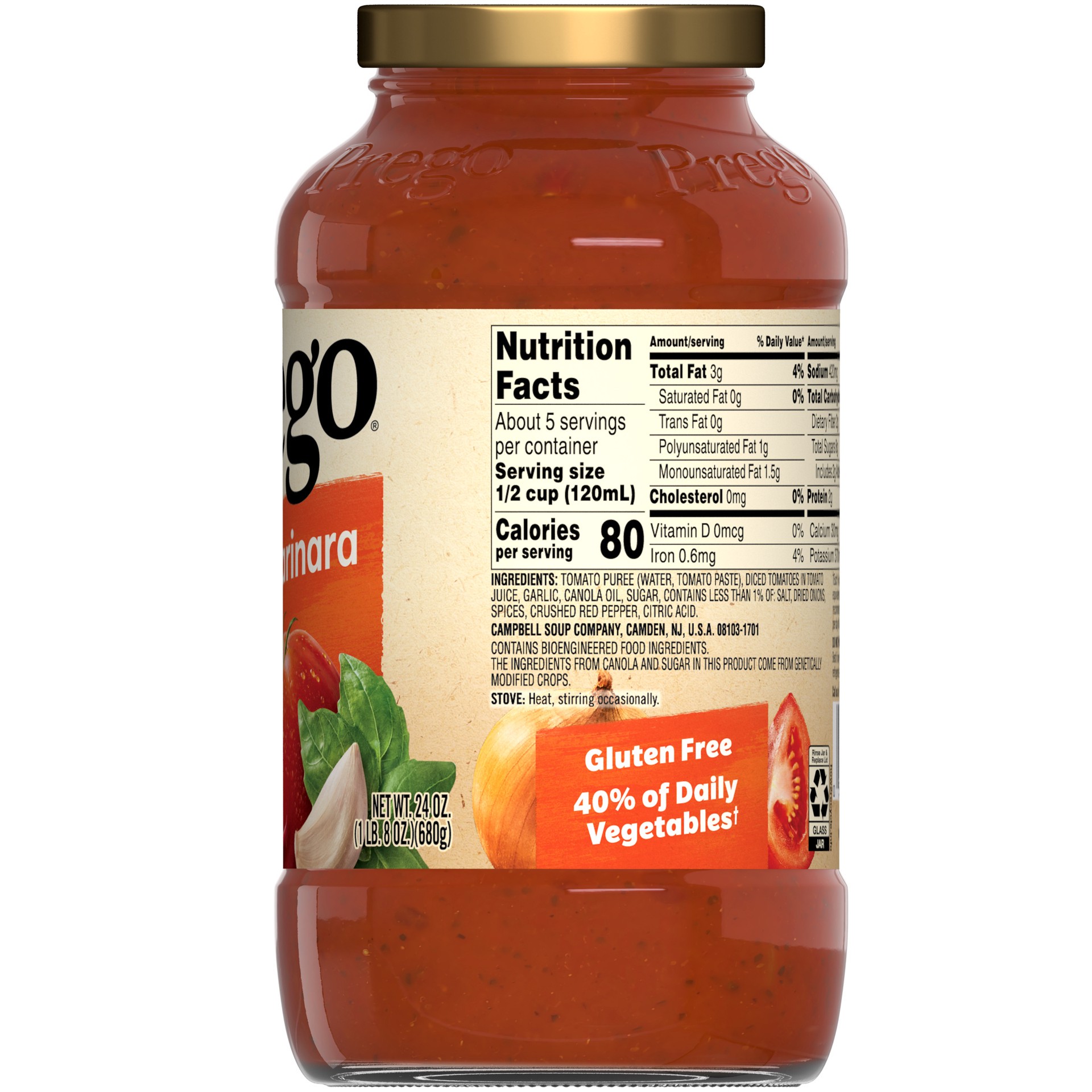 slide 2 of 5, Prego Spicy Marinara Pasta Sauce, 24 oz Jar, 24 oz