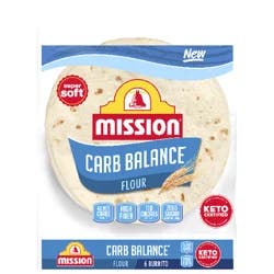Mission Carb Balance Super Soft Flour Tortilla Wraps 6 ea