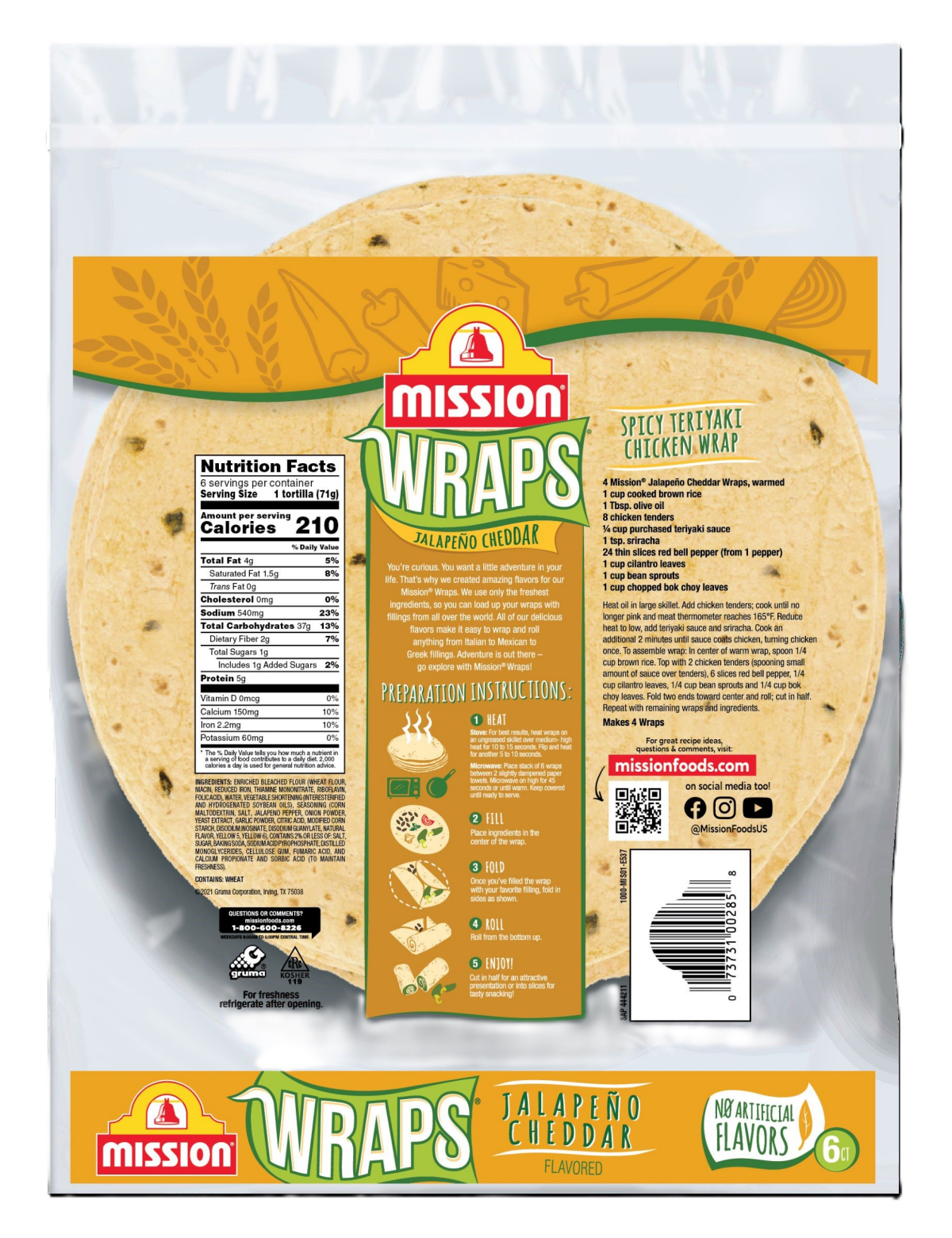 slide 2 of 2, Mission Wraps 6 ea, 6 ct