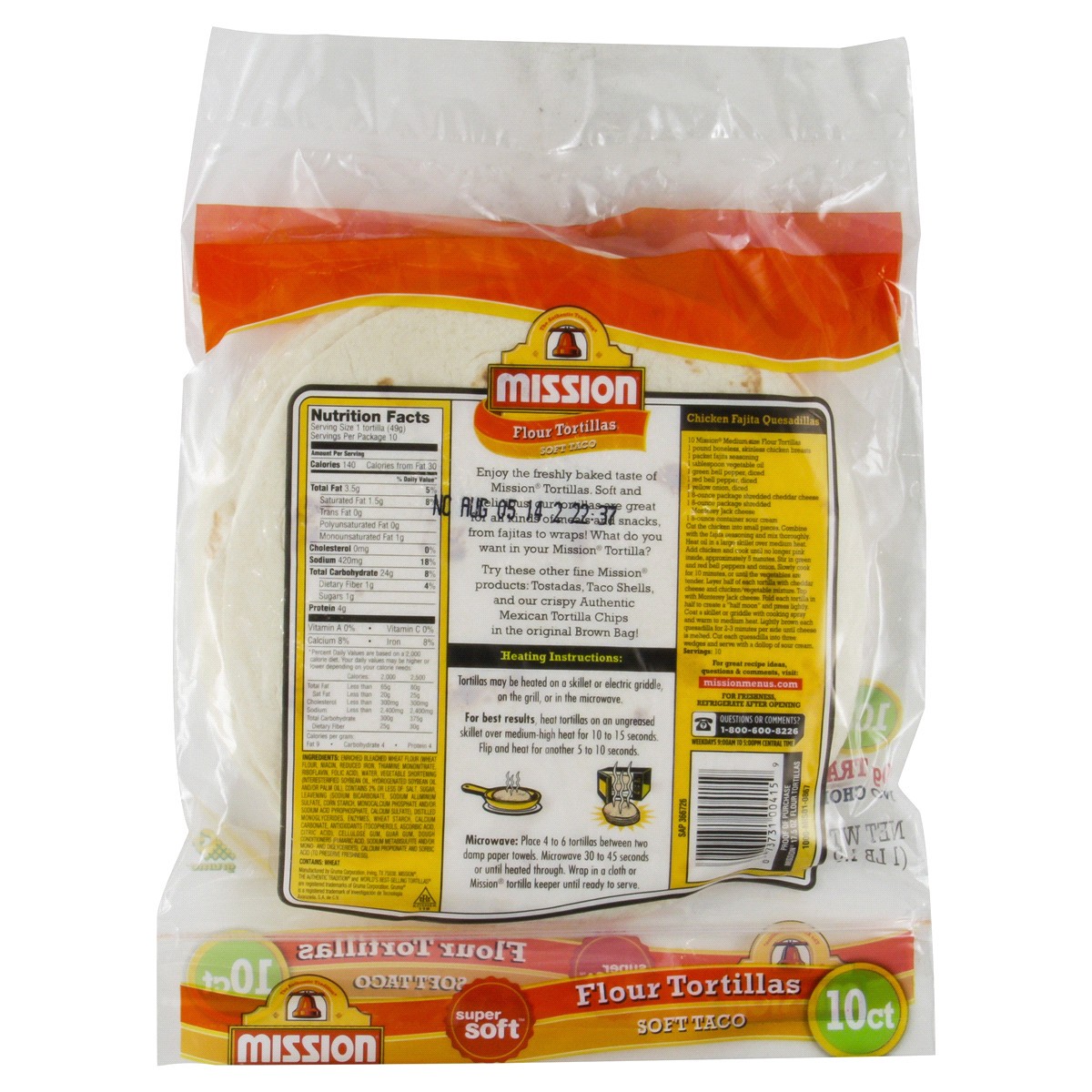 slide 2 of 2, Mission Super Soft Tortillas 10 ea, 10 ct