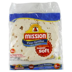 Mission Super Soft Flour Tortillas, Burrito Size, 8 Count