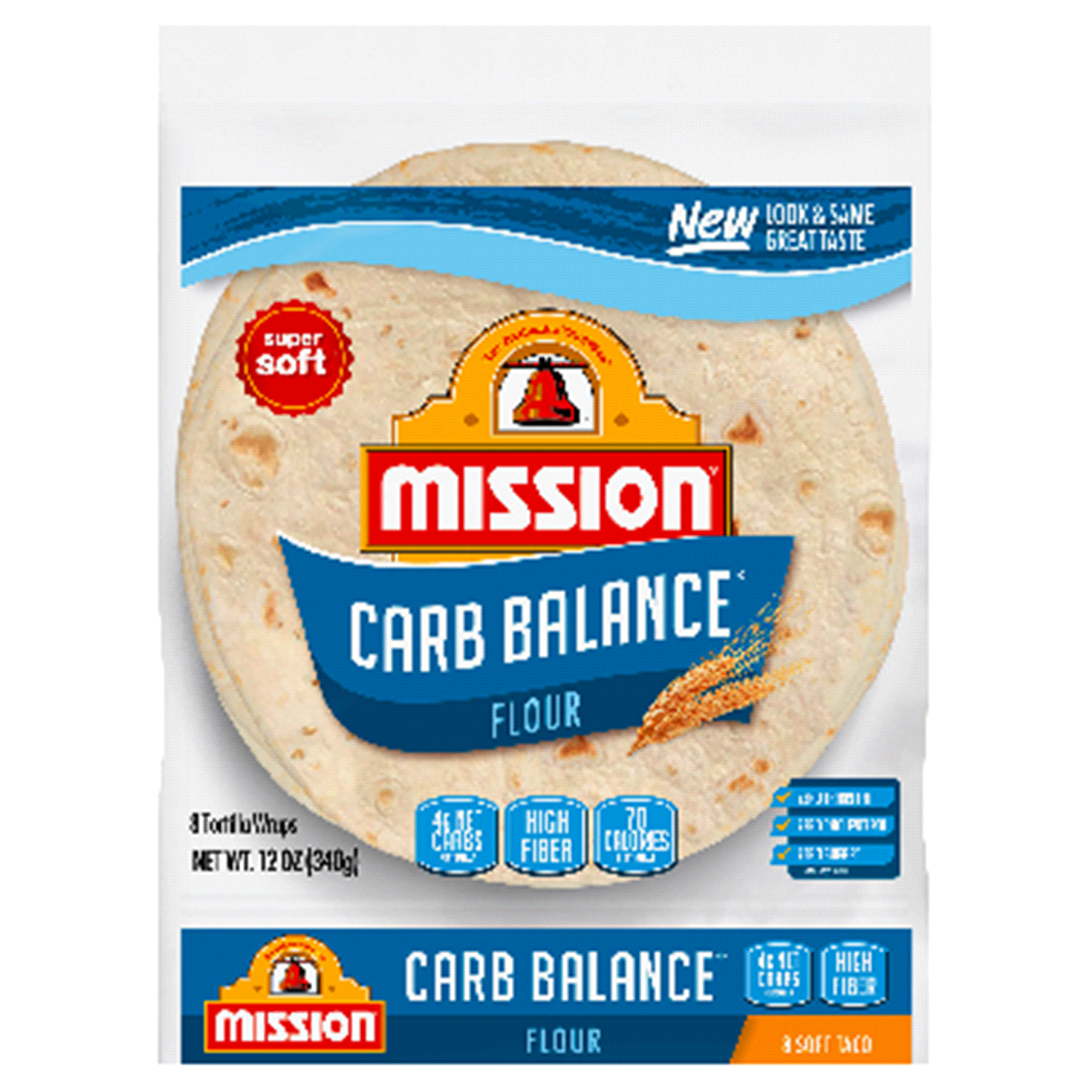 slide 1 of 1, Mission Carb Balance Flour Tortilla Wraps 8 ea, 8 ct