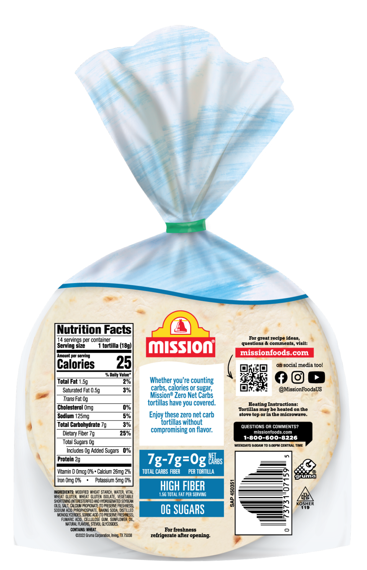 slide 2 of 3, Mission Zero Net Carbs Original Tortillas 14 ea, 14 ct
