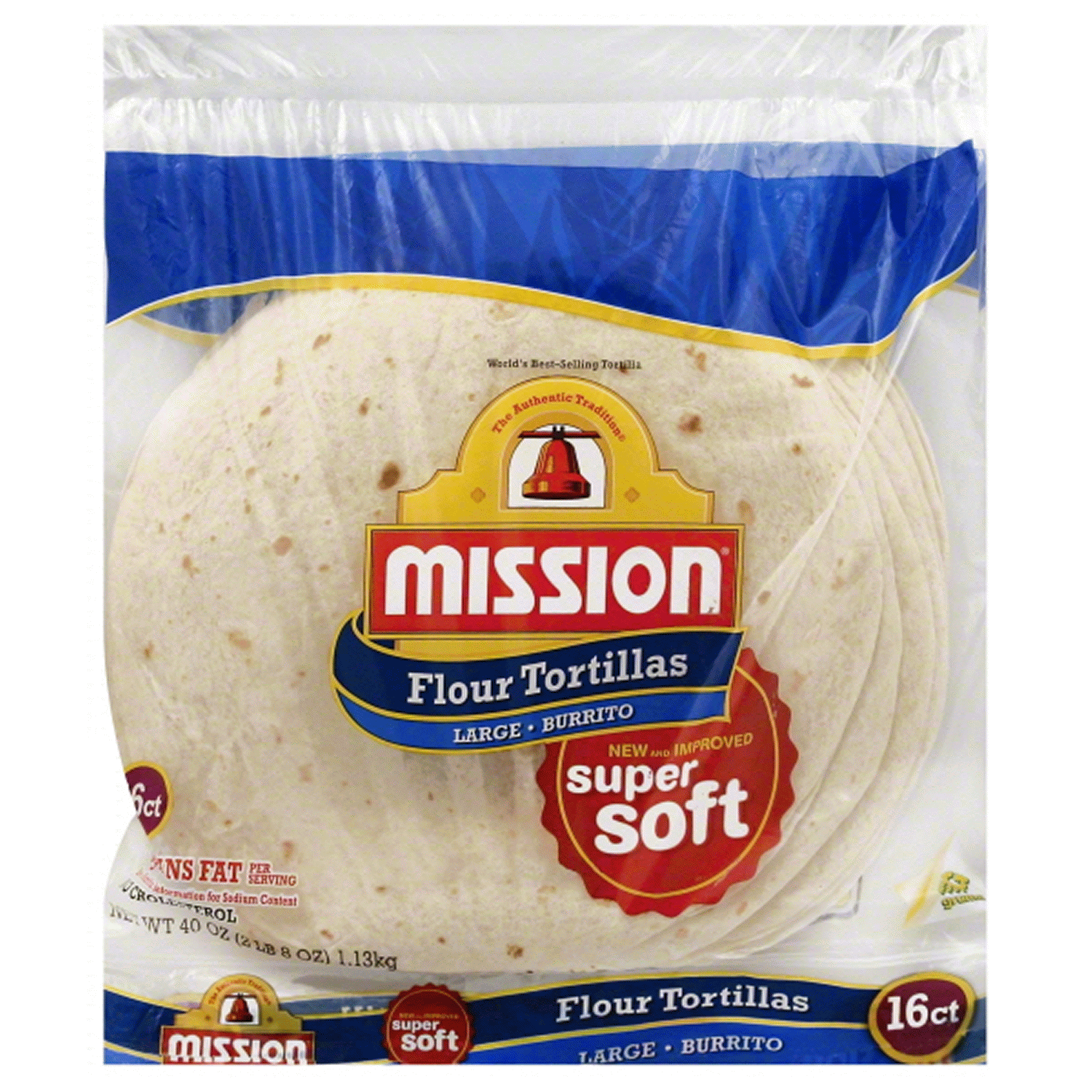 slide 1 of 1, Mission Super Soft Flour Tortillas 6 ea, 6 ct