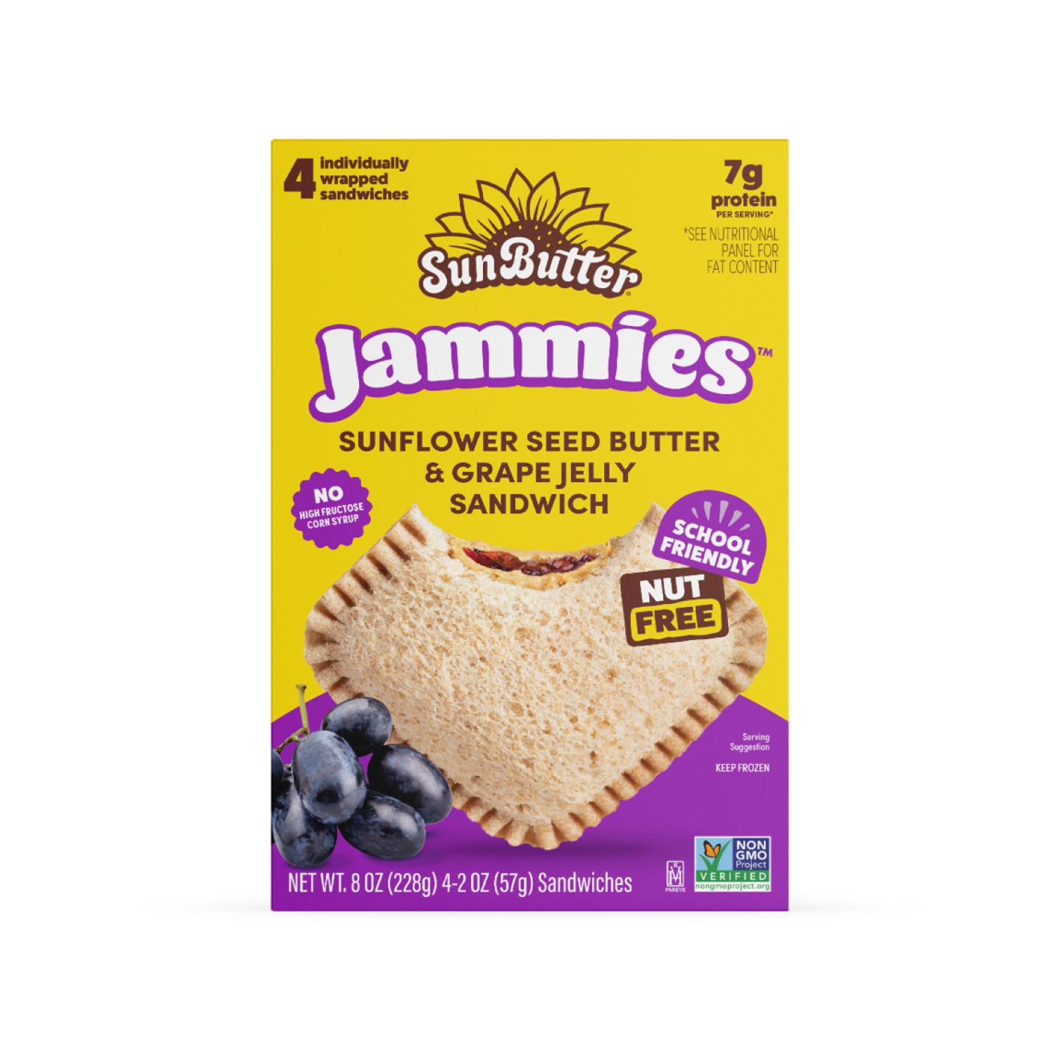 slide 2 of 5, SunButter Jammies Sunflower Seed Butter and Grape Jelly Sandwich 8 Oz, 4 ct