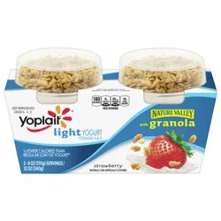 Yoplait Light Yogurt With Granola, Fat Free Strawberry Yogurt With Granola Snack Cups, 2 Yogurt Cups, 6 oz Each