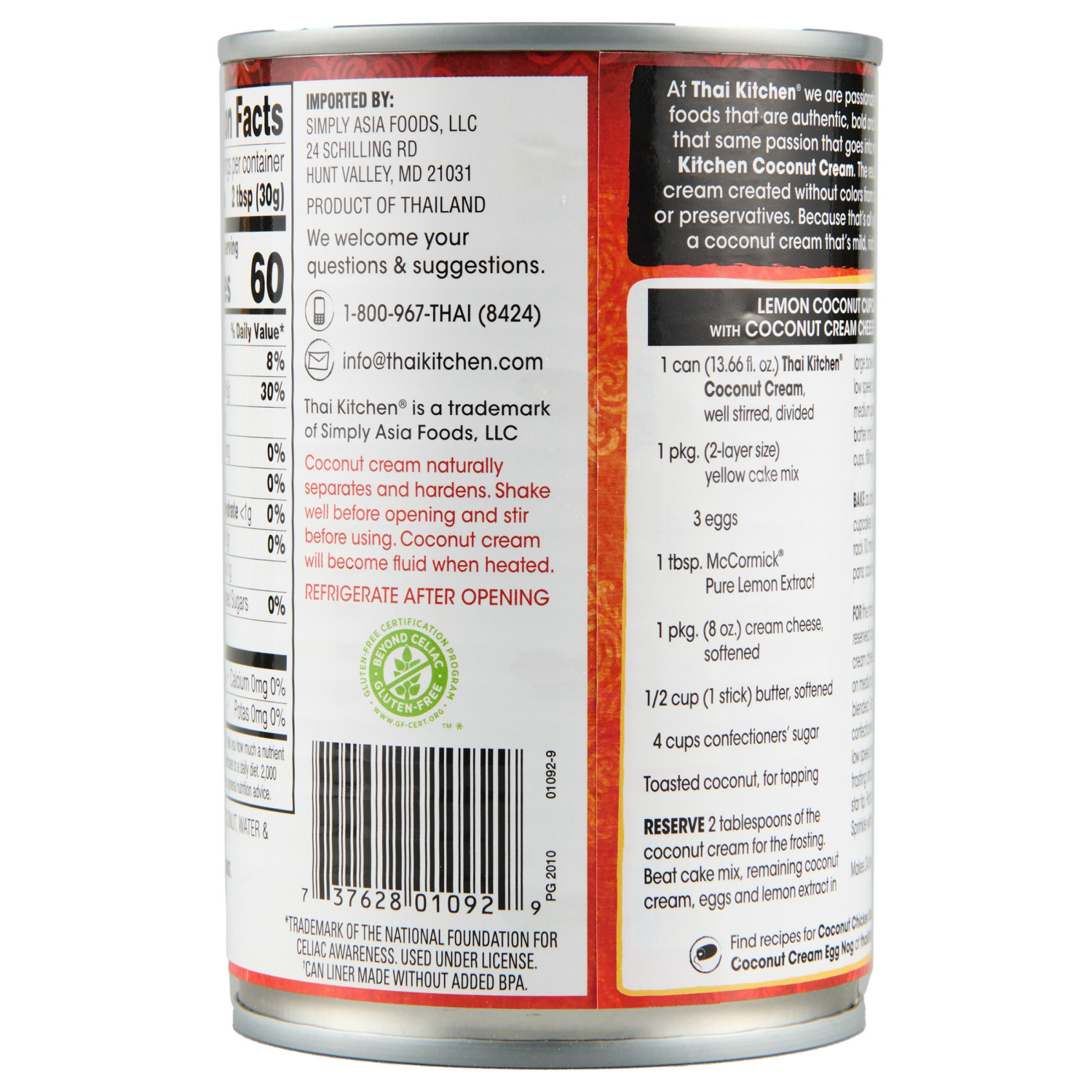 slide 8 of 8, Thai Kitchen Gluten Free Unsweetened Coconut Cream, 13.66 fl oz, 13.66 fl oz