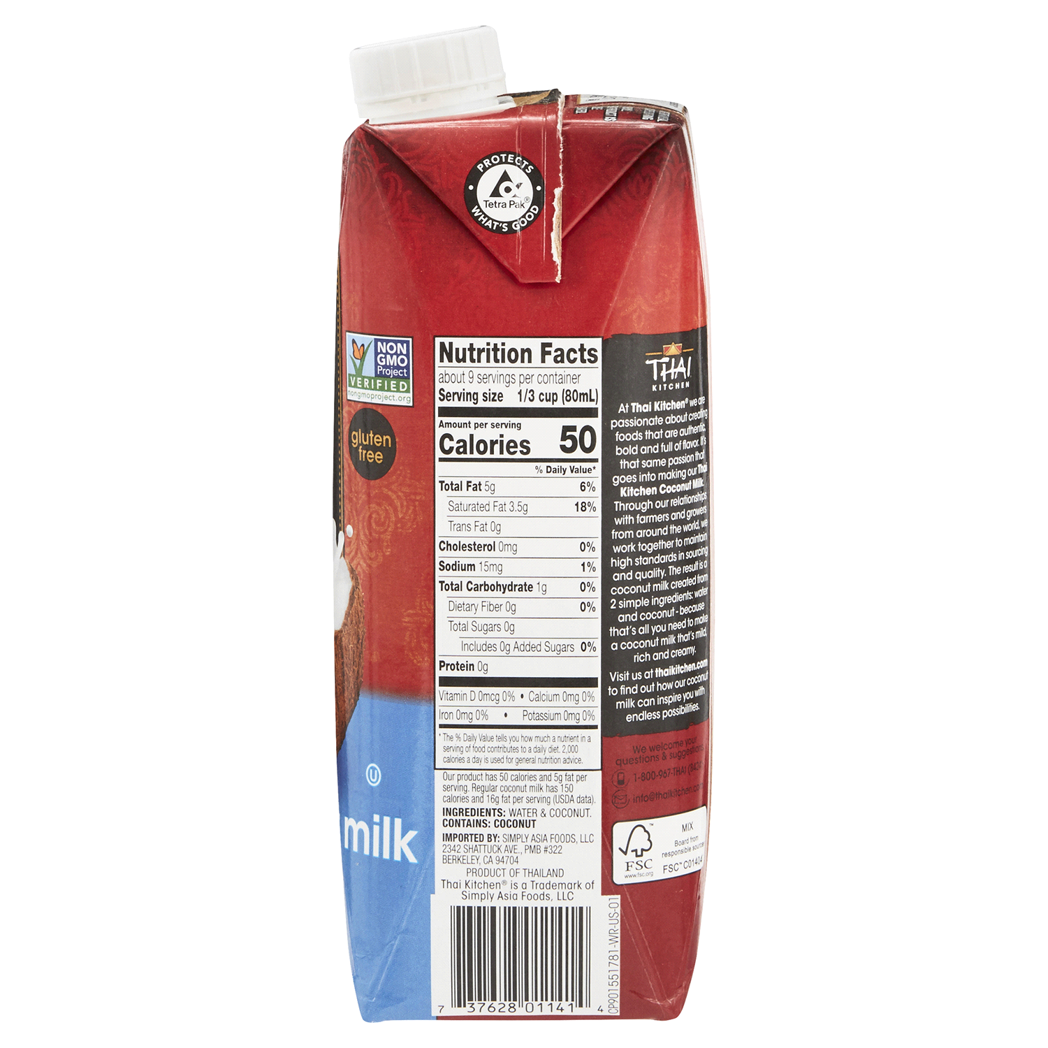 slide 3 of 3, Thai Kitchen Unsweetened Lite Coconut Milk, 25.36 fl oz