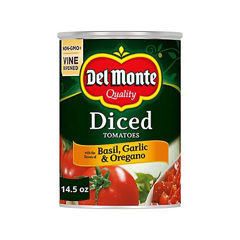 slide 1 of 1, Del Monte Tomatoes Diced Basil Garlic & Oregano - 14.5 Oz, 14.5 oz