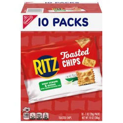 RITZ Toasted Chips Sour Cream and Onion Crackers, 10 - 1.0 oz Snack Packs