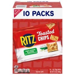 RITZ Toasted Chips Sour Cream and Onion Crackers, 10 - 1.0 oz Snack Packs