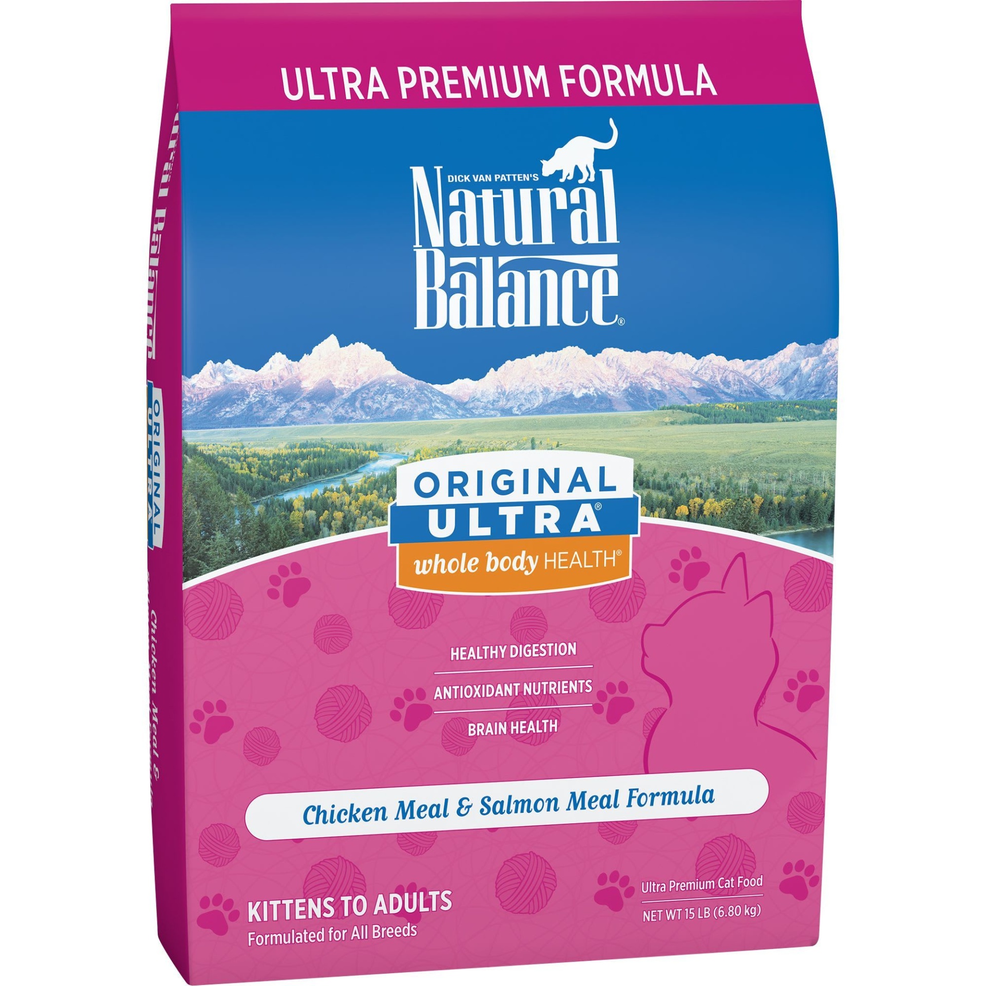 slide 1 of 1, Natural Balance Original Ultra Whole Body Health Chicken Meal & Salmon Formula Dry Cat Food, 15 lb