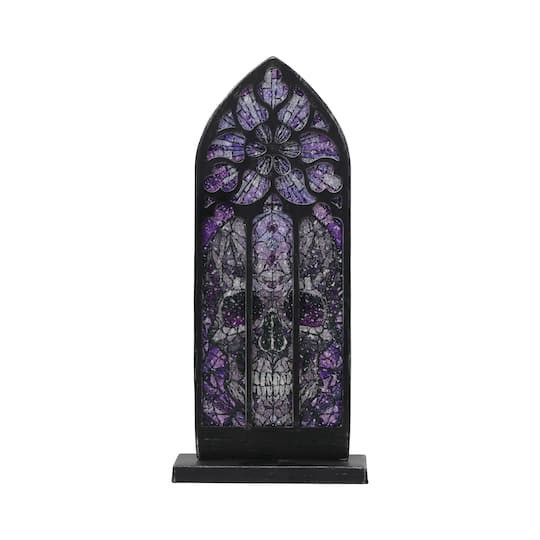 slide 1 of 2, 10.5" Metal & Stained Glass Skull Arch Tabletop Decor By Ashland, 10.5 in