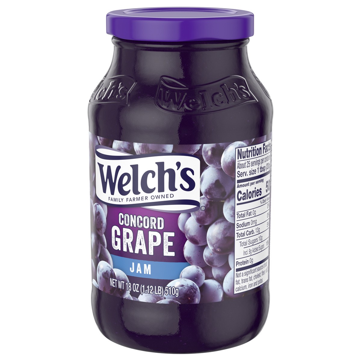 slide 5 of 5, Welch's Concord Grape Jam, 18 oz Jar, 18 oz