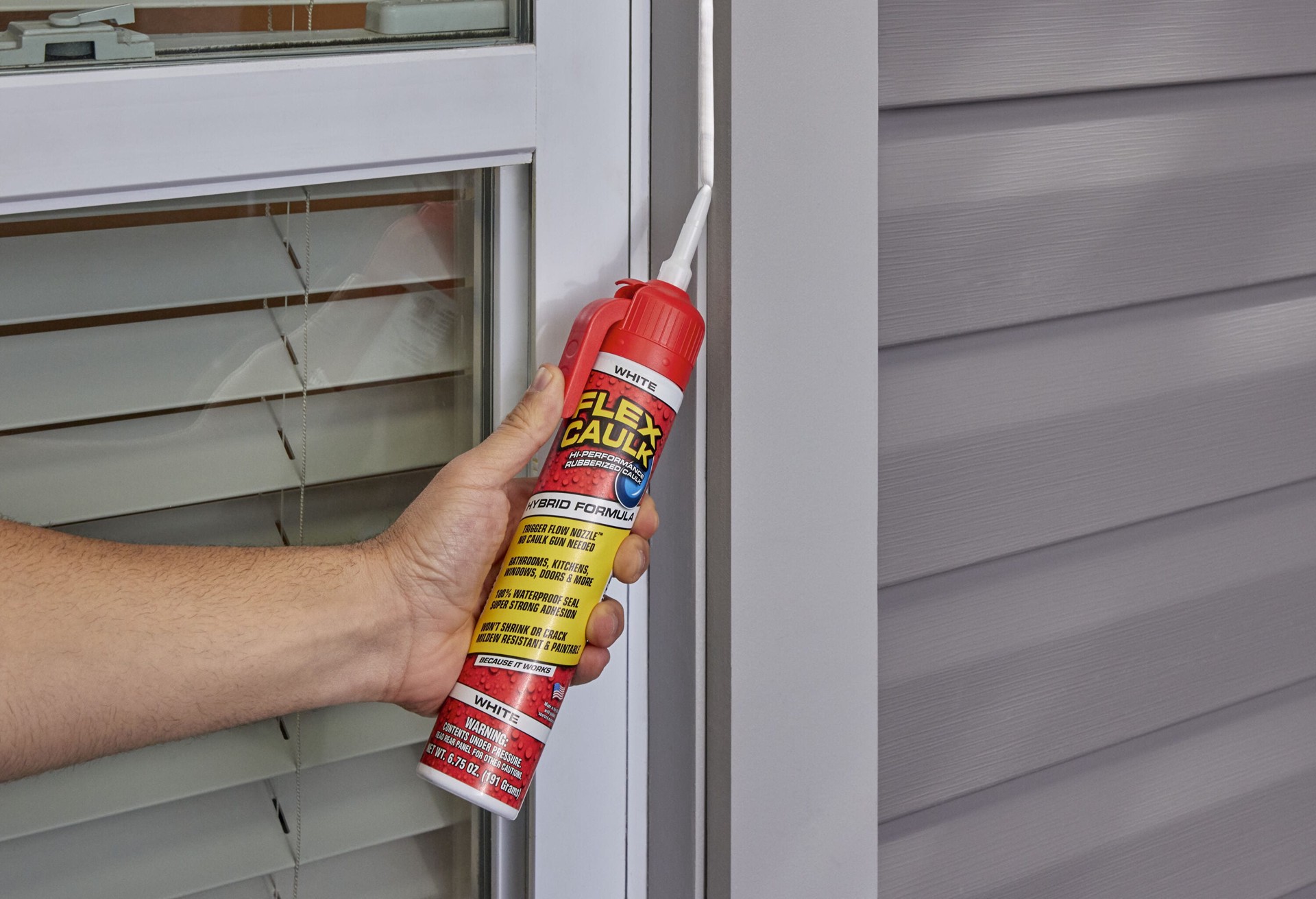 slide 5 of 6, Flex Shot Flex Caulk 9-oz White Paintable Advanced Sealant Caulk, 9 oz