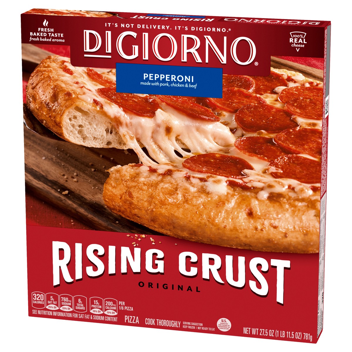 slide 2 of 13, DiGiorno Rising Crust Pepperoni Pizza (Frozen), 27.5 oz