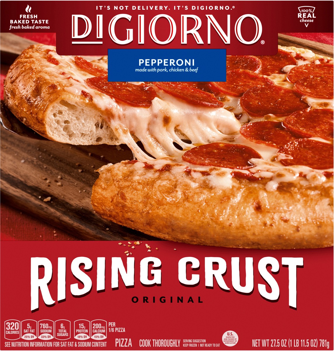slide 8 of 13, DiGiorno Rising Crust Pepperoni Pizza (Frozen), 27.5 oz