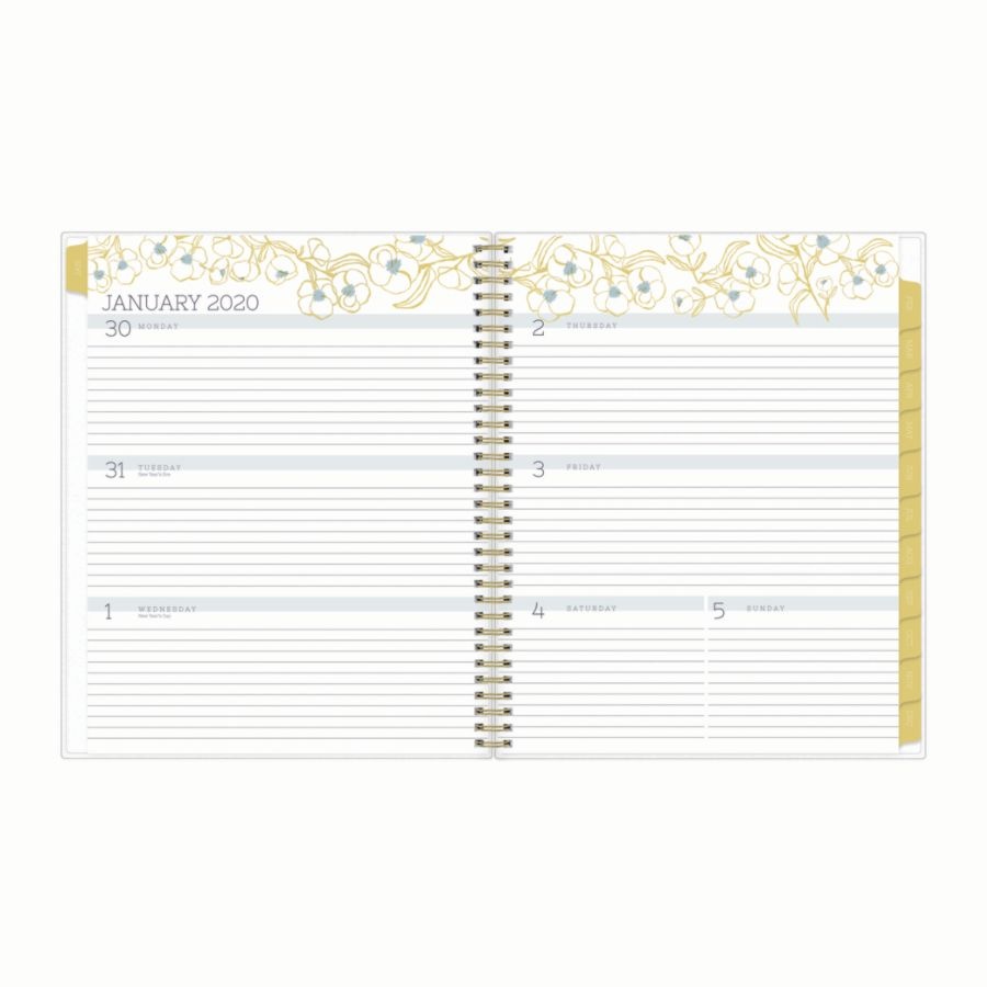 slide 3 of 4, Blue Sky Egg Press Weekly/Monthly Planner, 8-1/2'' X 11'', Blue Patternless Flower, January To December 2020, 1 ct