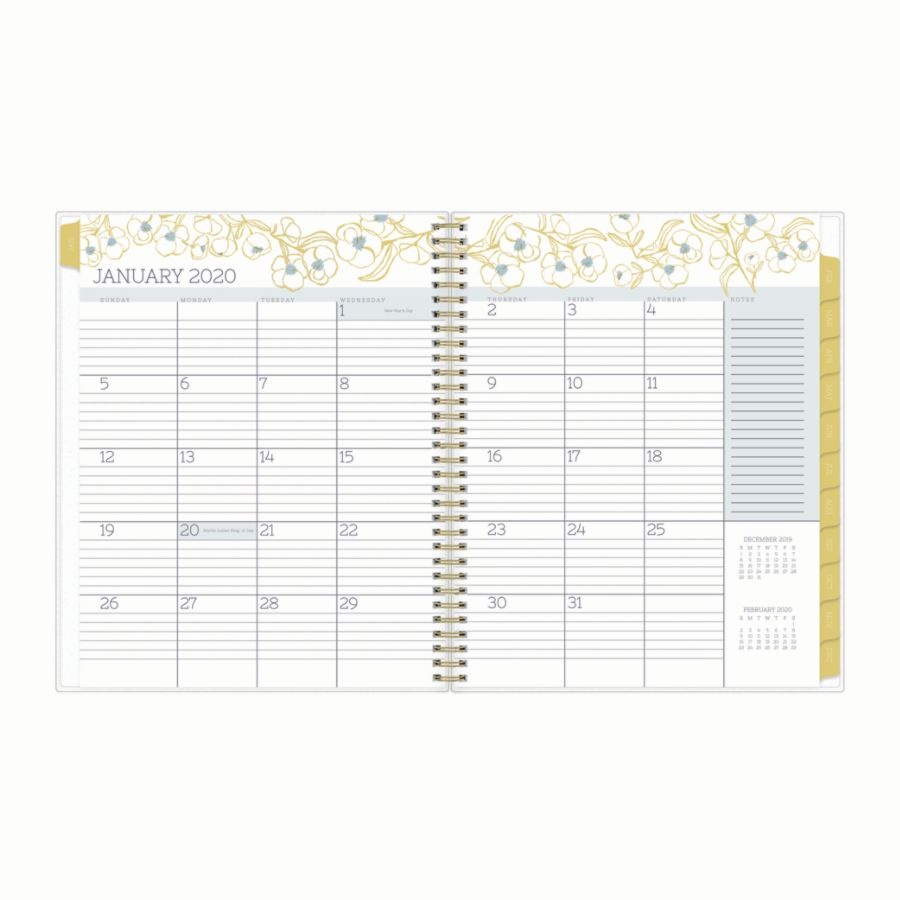 slide 4 of 4, Blue Sky Egg Press Weekly/Monthly Planner, 8-1/2'' X 11'', Blue Patternless Flower, January To December 2020, 1 ct