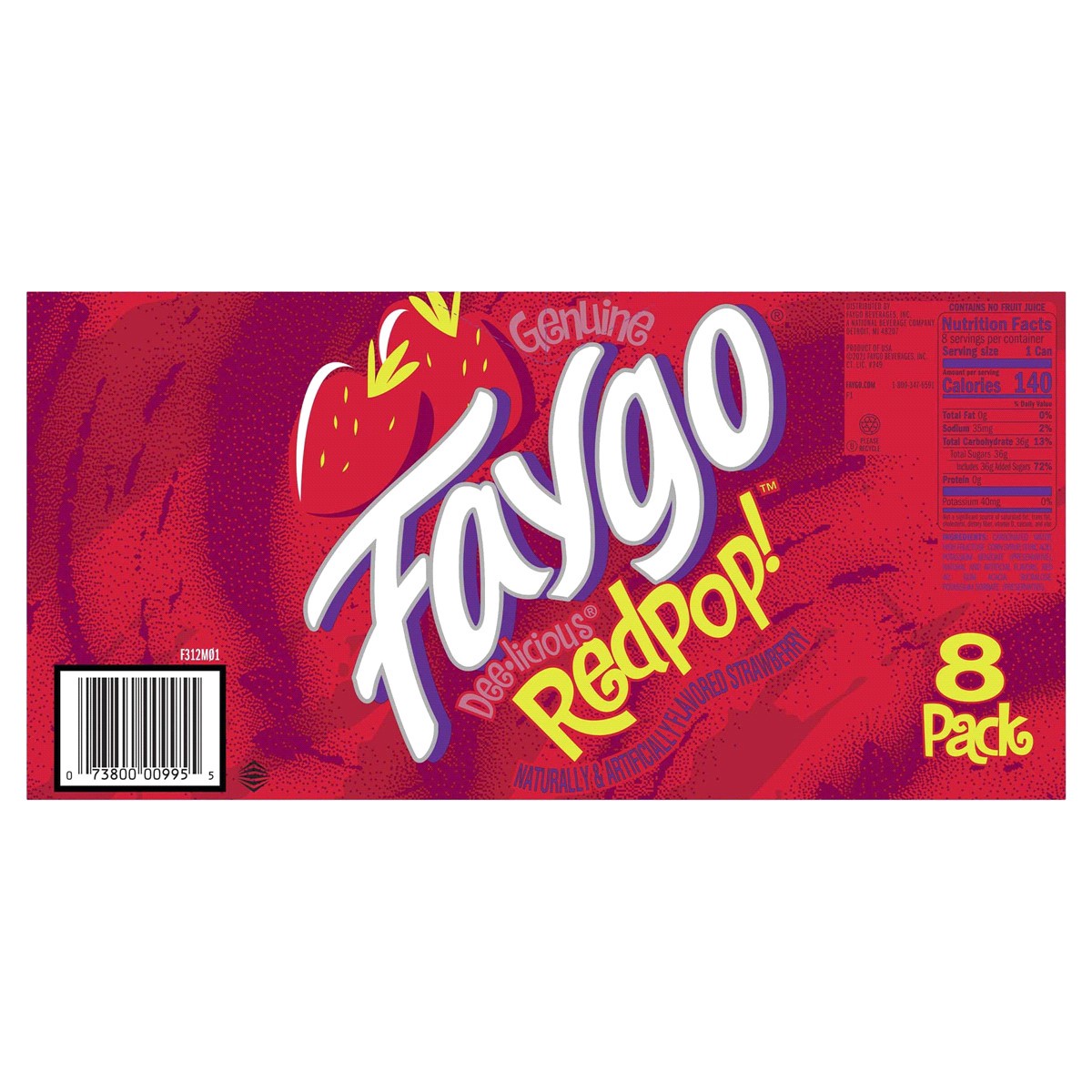 slide 2 of 2, Faygo Redpop 8 - 12 fl oz Cans, 8 ct