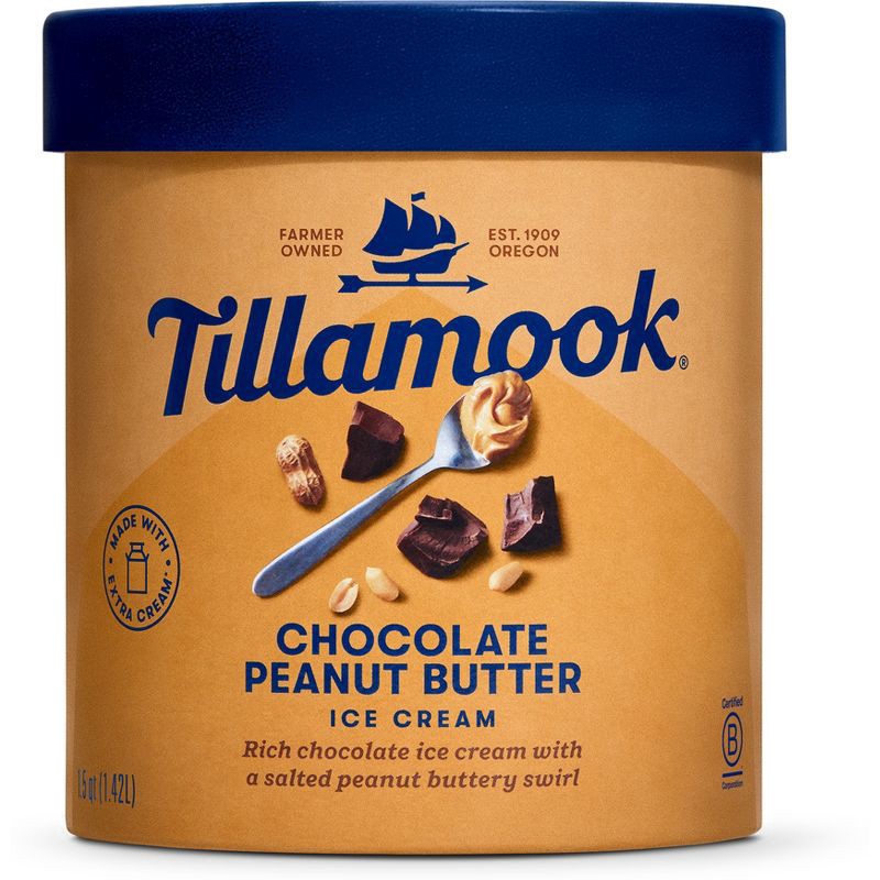 slide 1 of 5, Tillamook Chocolate Peanut Butter Ice Cream - 48oz, 48 oz