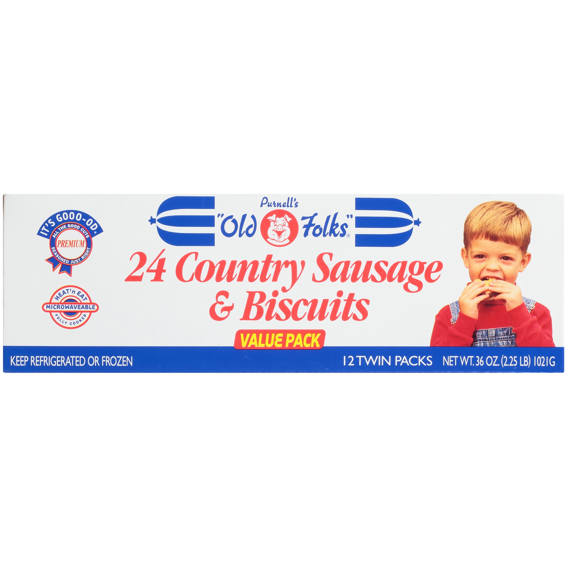 slide 5 of 8, Purnell's "Old Folks" 12 Twin Packs Country Sausage & Biscuits, 24 ct; 36 oz