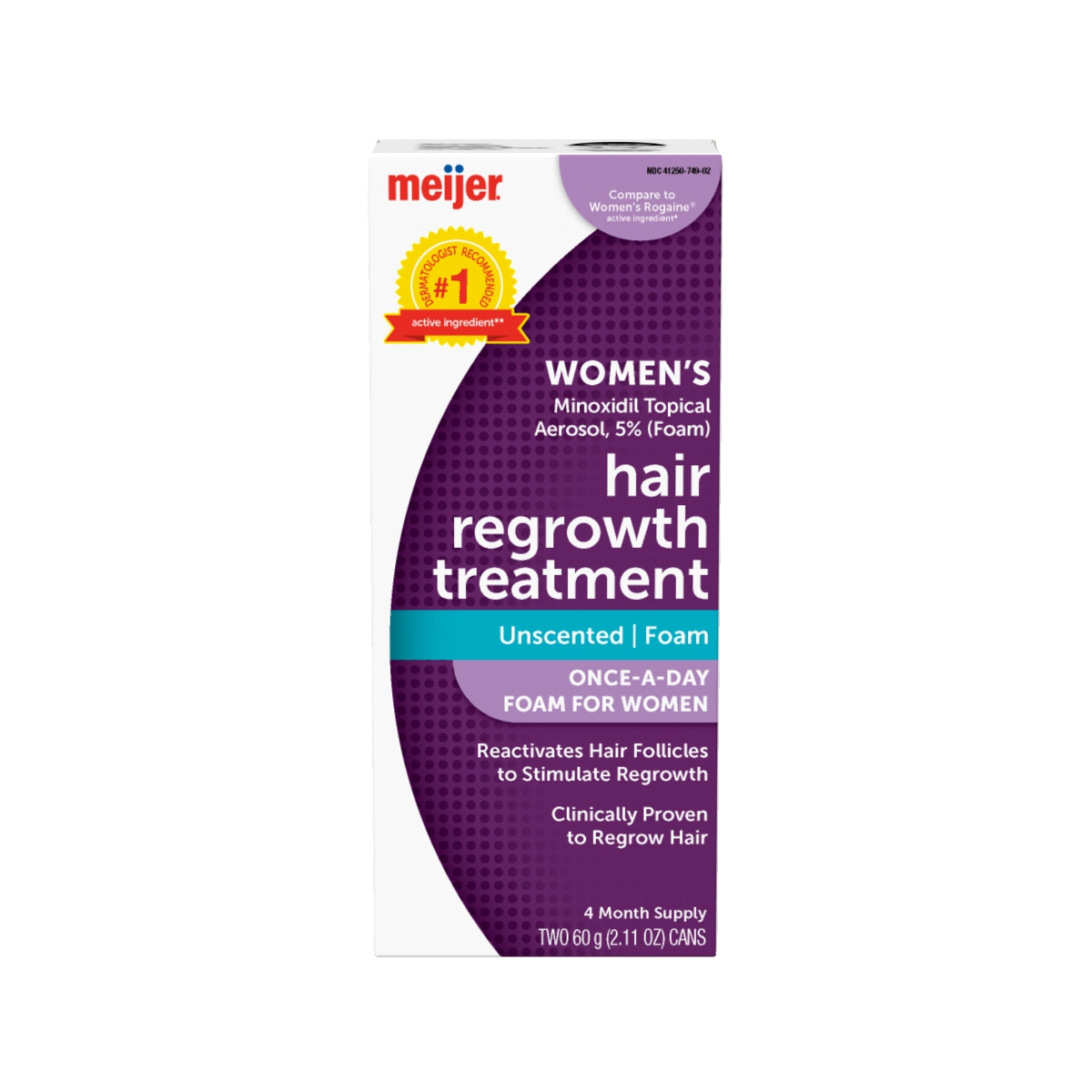 slide 1 of 3, Meijer Hair Regrowth Treatment For Women, Minoxidil 5%, Topical Aerosol (Foam), 2 ct, 2.11 oz