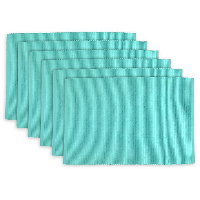 slide 1 of 1, Design Imports Ribbed Placemats - Aqua, 6 ct